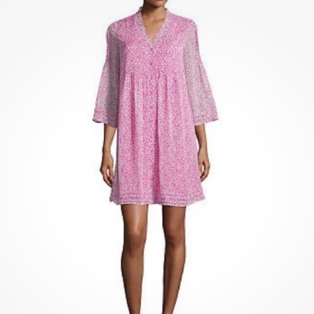 Diane Von Furstenberg 2 Layla Pink Floral 100% Silk Babydoll Mini Dress
